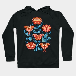 Mid-Century Moth Damask - Moody Midnight Hoodie